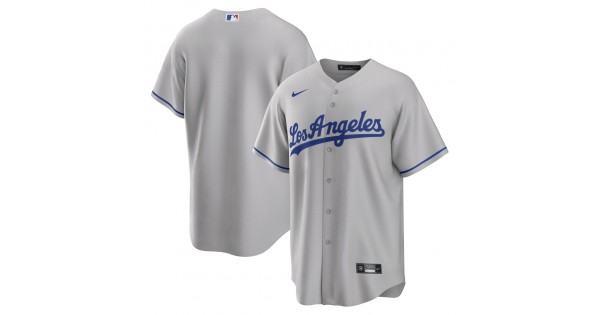 Los Angeles Dodgers Nike Road Replica Team Jersey - Gray - Image 2