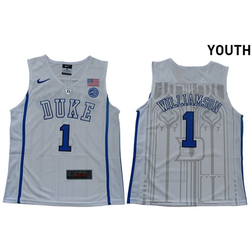 Blue Devils #1 Zion Williamson White Basketball Elite Stitched Youth NCAA Jersey