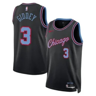 Men's Chicago Bulls #3 Josh Giddey Black 2025/26 City Edition Swingman Jersey