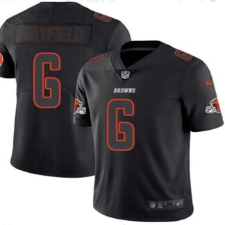 Nike Browns 6 Baker Mayfield Black Impact Rush Limited Jersey Dyin