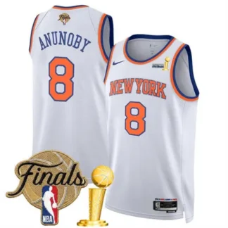 Youth New York Knicks #8 OG Anunoby White 2026 Finals Patch And Finals Champions Patch Association Edition Stitched...