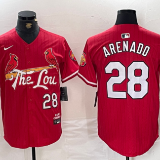 Men's St. Louis Cardinals #28 Nolan Arenado Red 2024 City Connect Limited Stitched Baseball Jersey