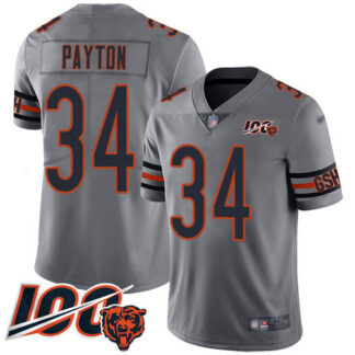 Nike Chicago Bears #34 Walter Payton Silver Men’s Stitched NFL Limited Inverted Legend 100th Season Jersey