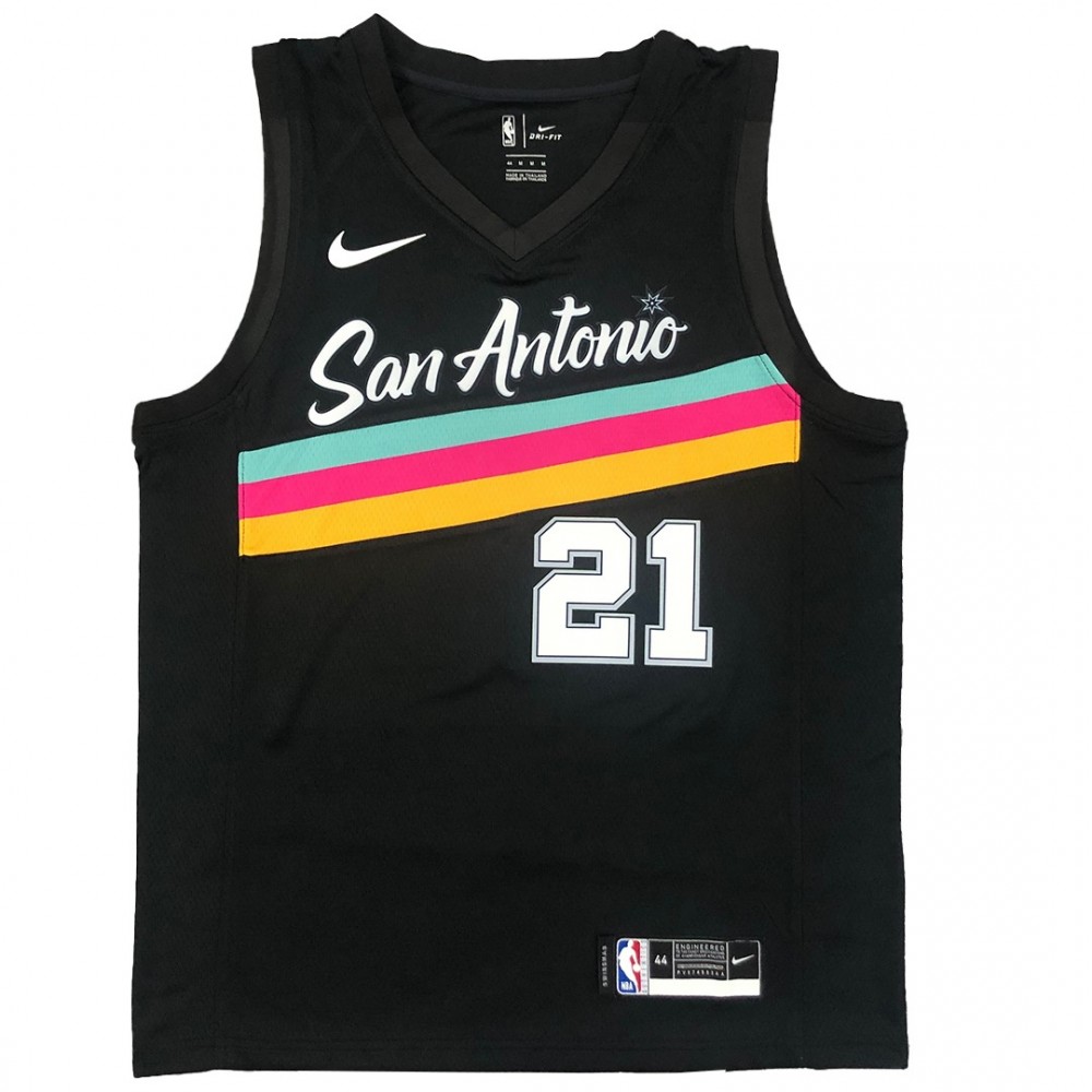 Men's San Antonio Spurs Tim Duncan #21 Nike Black 20/21 Swingman Jersey - City Edition - Image 2
