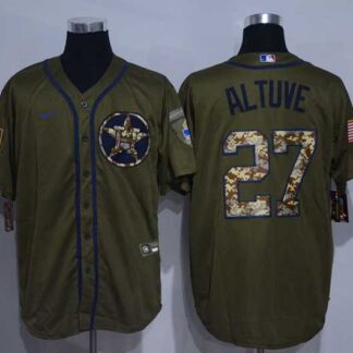 Astros 27 Jose Altuve Olive 2020 Nike Cool Base Jersey