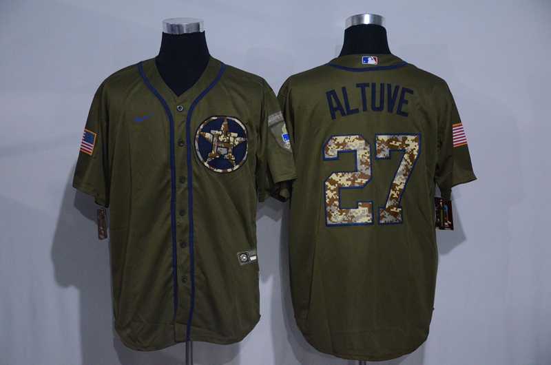 Astros 27 Jose Altuve Olive 2020 Nike Cool Base Jersey