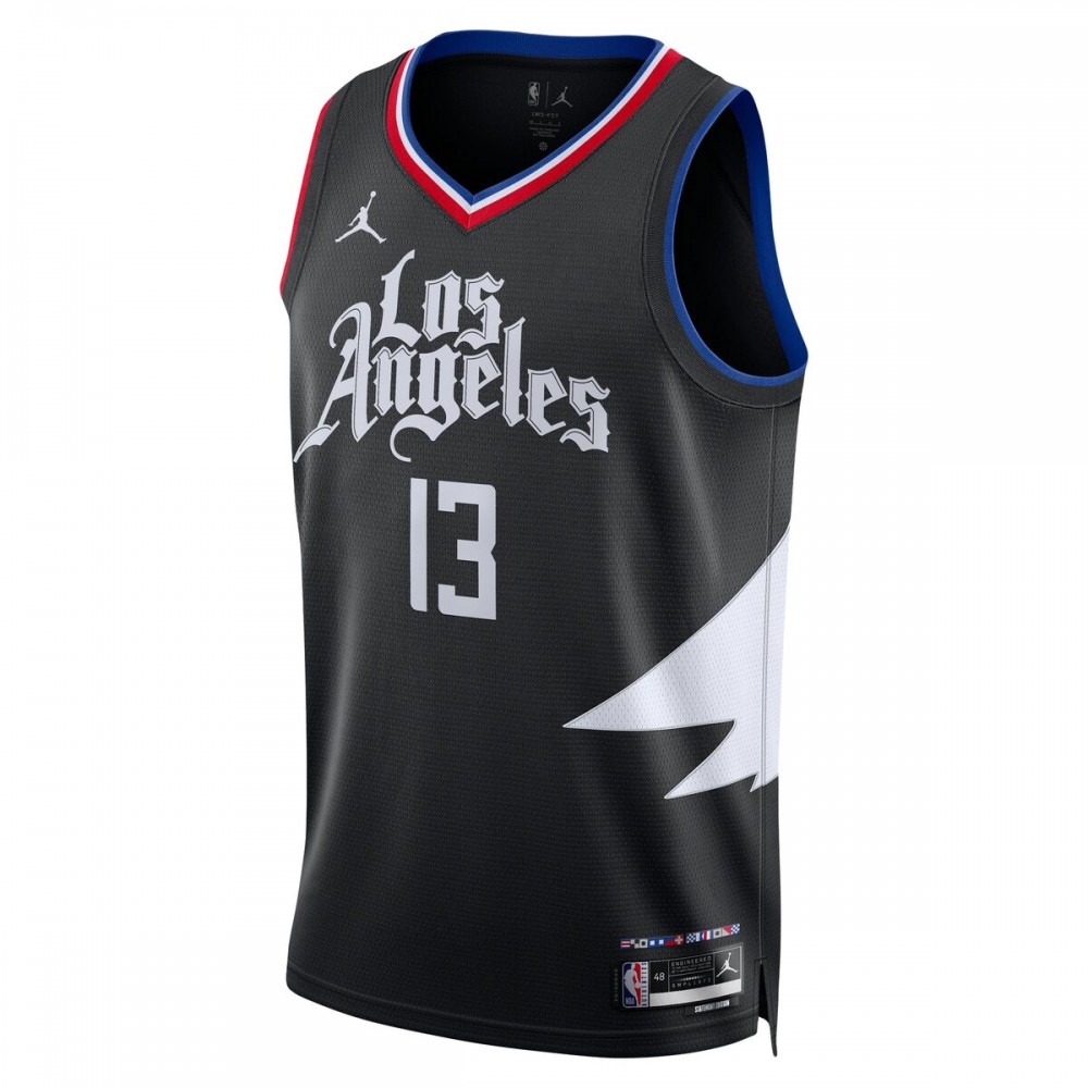 Paul George LA Clippers Jordan Brand 2022/23 Statement Edition Swingman Jersey - Black - Image 2