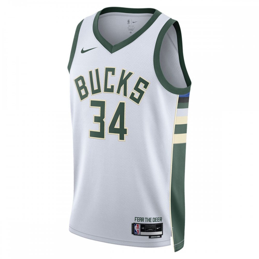 Giannis Antetokounmpo Milwaukee Bucks Nike Unisex 2022/23 Swingman Jersey - Association Edition - White - Image 2