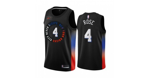 Men's New York Knicks Derrick Rose #4 Nike Black 202021 Swingman Jersey - City Edition - Image 2