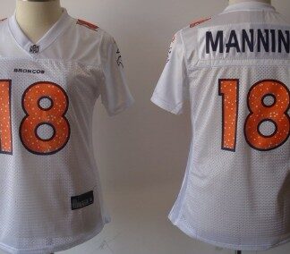 Denver Broncos #18 Peyton Manning White Womens Sweetheart Jersey