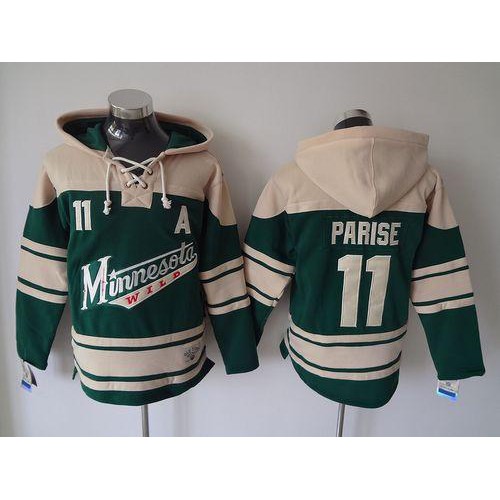 Minnesota Wild #11 Zach Parise Green Sawyer Hooded Sweatshirt Stitched NHL Jersey