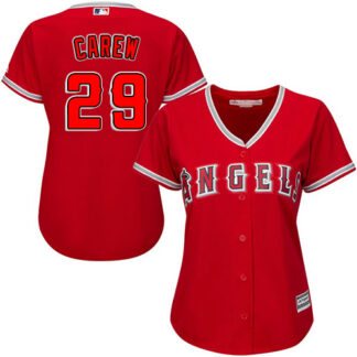 Los Angeles Angels #29 Rod Carew Red Alternate Women’s Stitched MLB Jersey