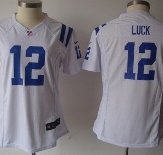 Nike Indianapolis Colts #12 Andrew Luck White Game Womens Jersey