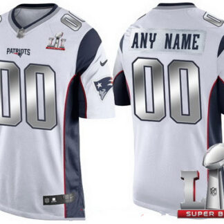 Men's New England Patriots White Steel Silver 2017 Super Bowl LI NFL Nike Custom Limited Jersey