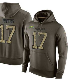 Glued Nike San Diego Chargers #17 Philip Rivers Olive Green Salute To Service Men's Pullover Hoodie