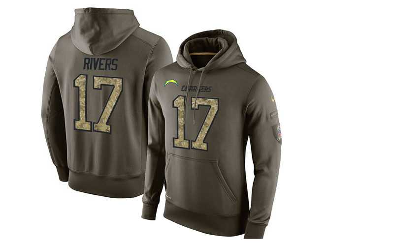 Glued Nike San Diego Chargers #17 Philip Rivers Olive Green Salute To Service Men's Pullover Hoodie