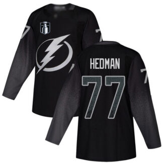 Adidas Tampa Bay Lightning #77 Victor Hedman Black 2022 Stanley Cup Final Patch Youth Alternate Authentic Stitched...