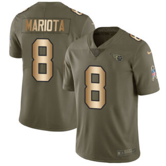 Nike Tennessee Titans #8 Marcus Mariota Olive/Gold Men’s Stitched NFL Limited 2017 Salute To Service Jersey