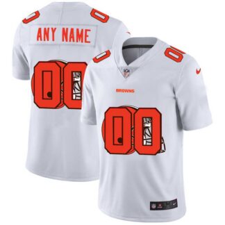 Nike Browns Customized White Team Big Logo Vapor Untouchable Limited Jersey Dyin