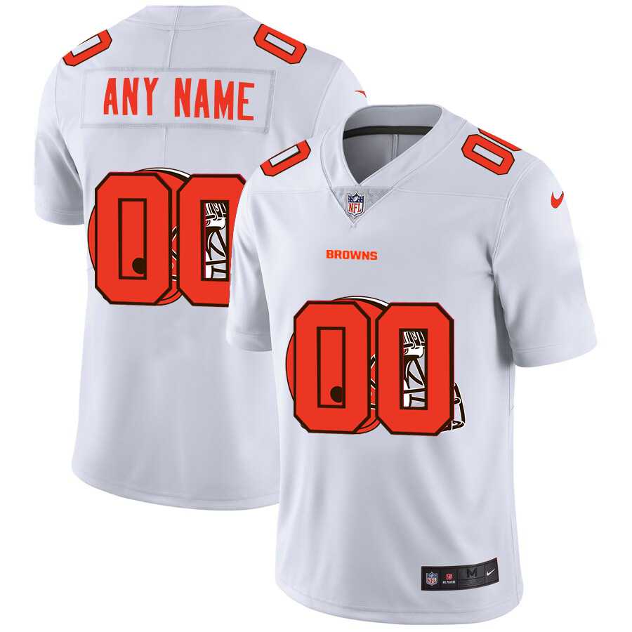 Nike Browns Customized White Team Big Logo Vapor Untouchable Limited Jersey Dyin