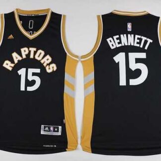 Toronto Raptors #15 Anthony Bennett Black Gold Stitched NBA Jersey