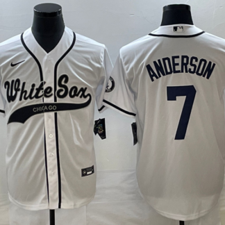 Men's Chicago White Sox #7 Tim Anderson White Cool Base Stitched Baseball Jersey1