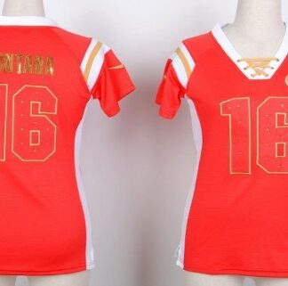 Nike San Francisco 49ers #16 Joe Montana Drilling Sequins Red Womens Jersey