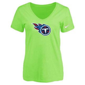 Women's Tennessee Titans L.Green Logo V neck T-Shirt FengYun