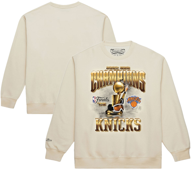 Men's New York Knicks Cream 2026 Finals Champions Crewneck Sweatshirt
