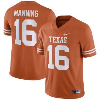 Men's Texas Longhorns #16 Arch Manning Orange Stitched Jersey Dzhi