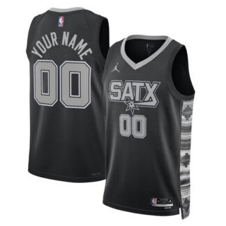 Men's San Antonio Spurs Black 2022/23 Swingman Statement Edition Custom Jersey