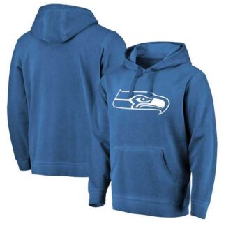Seattle Seahawks NFL Pro Line by Fanatics Branded College Navy White Logo Shadow Washed Pullover Hoodie 90Hou