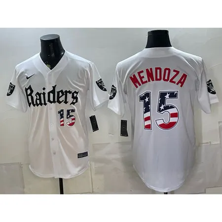 Youth Las Vegas Raiders #15 Fernando Mendoza White Vapor Limited Baseball Jersey