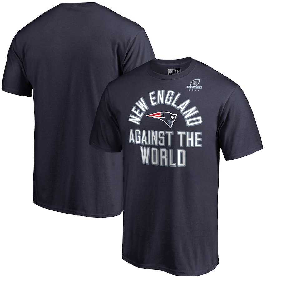 Men's Patriots Navy 2018 NFL Playoffs Against The World T-Shirt