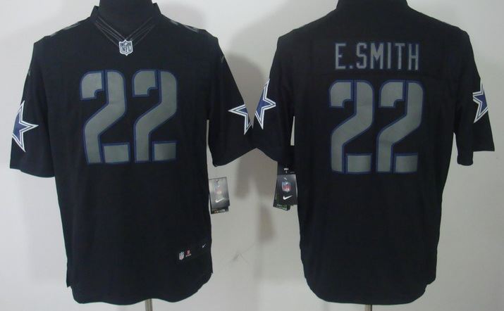 Nike Limited Dallas Cowboys #22 Emmitt Smith Black Impact Jerseys