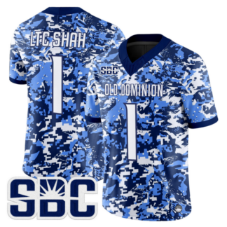 Men & Women & Youth Old Dominion Monarchs Digital #1 Brandon Shah Camo Vapor Limited Custom Jersey - All Stitched