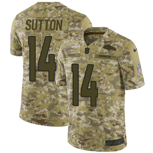 Nike Denver Broncos #14 Courtland Sutton Camo Men’s Stitched NFL Limited 2018 Salute To Service Jersey