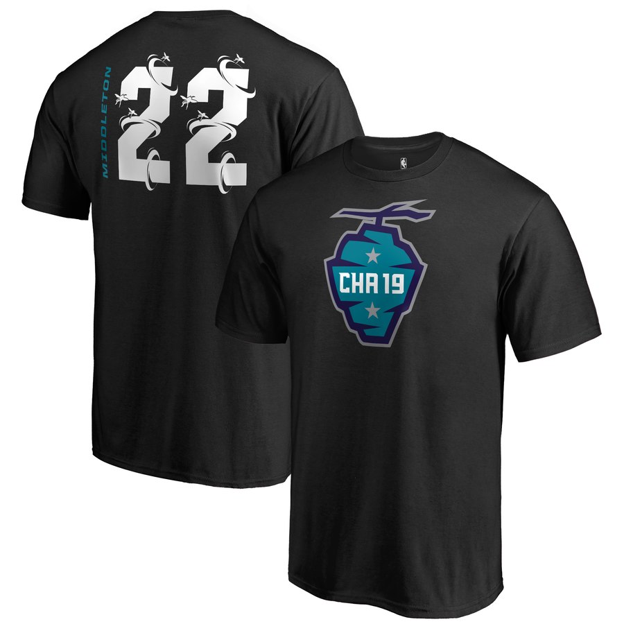 Milwaukee Bucks 22 Khris Middleton Fanatics Branded 2019 NBA All-Star Game The Buzz Side Sweep Name & Number T-Shir...