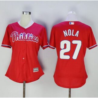 Philadelphia Phillies #27 Aaron Nola Red Women’s Alternate Stitched MLB Jersey