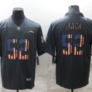 Men's Los Angeles Chargers #52 Khalil Mack Grey Salute To Service USA Flag Stitched Jersey
