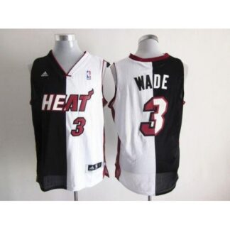 Heat #3 Dwyane Wade Black/White Split Fashion Stitched NBA Jersey