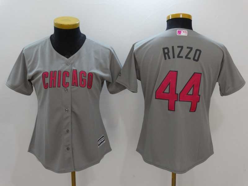 Women's Chicago Cubs #44 Anthony Rizzo Gray Mother's Day Cool Base Stitched Jersey