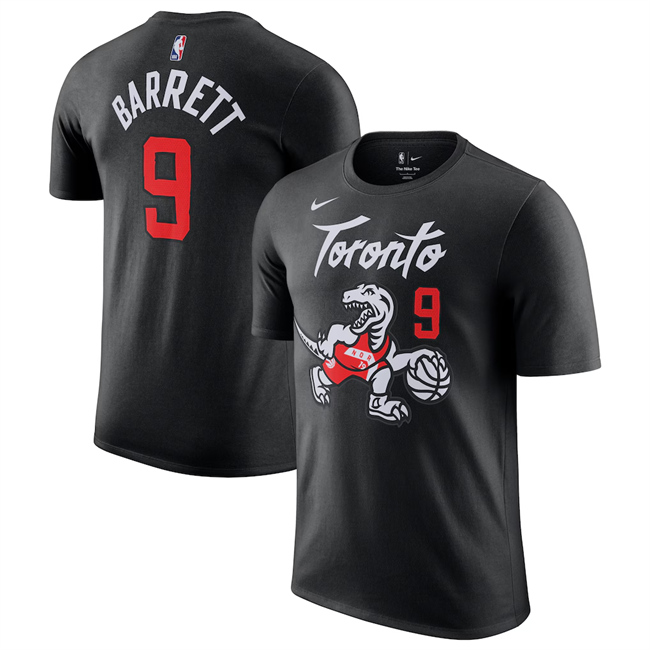 Men's Toronto Raptors #9 RJ Barrett Black 2025-26 City Edition Name & Number T-Shirt