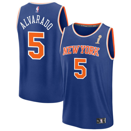 Men's New York Knicks #5 Jose Alvarado Blue 2026 NBA Finals Champions Fast Break Icon Edition Jersey