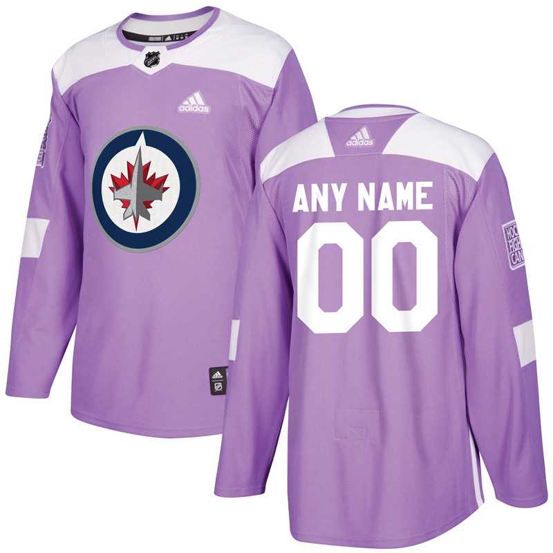 Men's Customized Winnipeg Jets Purple Adidas Hockey Fights Cancer Practice Jersey