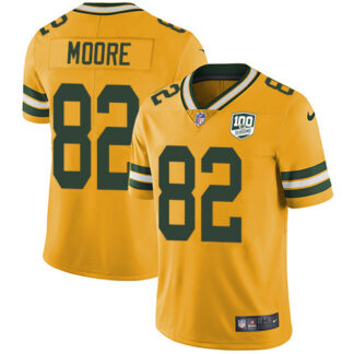Nike Green Bay Packers #82 J’Mon Moore Yellow Men’s 100th Season Stitched NFL Limited Rush Jersey