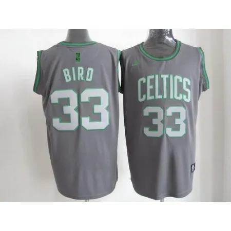 Men's Boston Celtics #33 Larry Bird Grey Graystone Fashion Embroidered NBA Jersey
