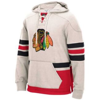 Chicago Blackhawks Blank (No Name & Number) White Stitched NHL Pullover Hoodie WanKe