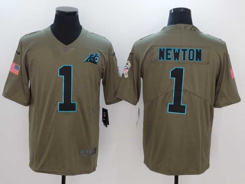 Nike Carolina Panthers #1 Cam Newton Olive Salute To Service Limited Jersey