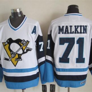 Pittsburgh Penguins #71 Evgeni Malkin White With Blue Throwback CCM Jerseys